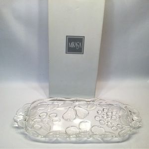 Mikasa Garden Harvest Frost Glass Canapé Tray W/ Box 15 3/4” Fruit Serving Plate
